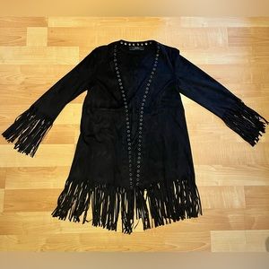 Super cool NEW ZARA BASIC Black Suede Jacket